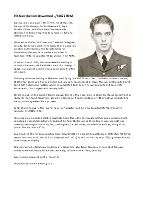 A preview of a PDF biography for Downward, Alan Quilliam